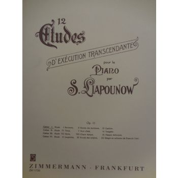 ZIMMERMANN - S.Liapounow 12 Studi Per Pianoforte Vol. I Op11