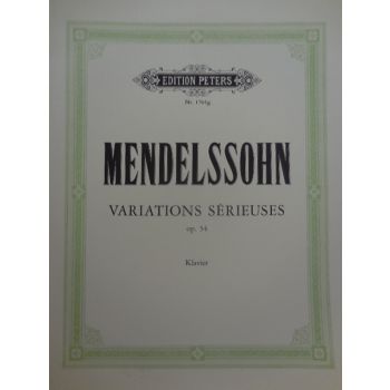EDITION PETERS - Mendelssohn Variations Serieuses Op 54 Per Pianofo