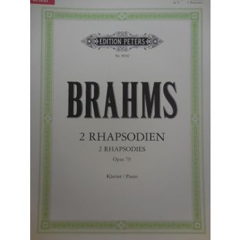 EDITION PETERS - Brahms 2 Rhapsodies Op 79 Per Pianoforte