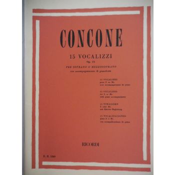 RICORDI - Concone 15 Vocalizzi Op 12 (soprano O Mezzosoprano