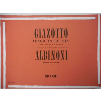 RICORDI - Giazotto Adagio In Sol Min.per Archi E Organo Solo