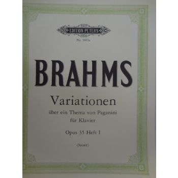 EDITION PETERS - Brahms Variationen Thema Von Paganini Op 35 Heft 1