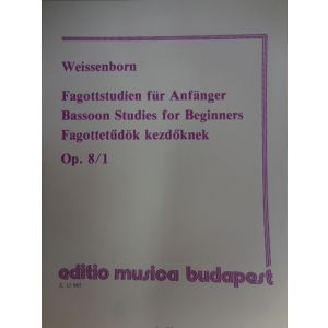 EDITIO MUSICA BUDAPEST - Weissenborn Fagottstudien Op 8/1
