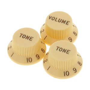 FENDER - Manopole Stratocaster Knobs, Aged White Volume, Tone, Tone