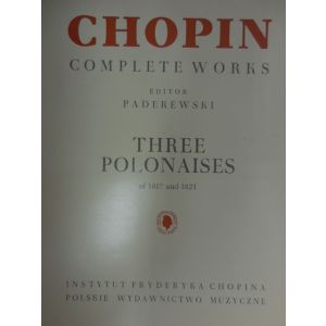 EDIZIONI MUSICALI RIUNITE - Chopin Complete Works Three Polonaises